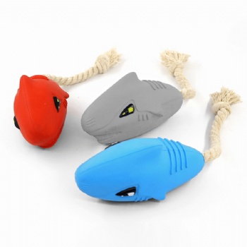 HN24-EB-058 shark shaped natural rubber dog toy