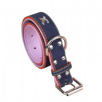 HN24-YDPC304-2  neoprene lined suede leather dog collar with X-shaped stud deco