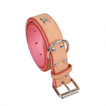 HN24-YDPC304-3  neoprene lined suede leather dog collar with X-shaped stud deco