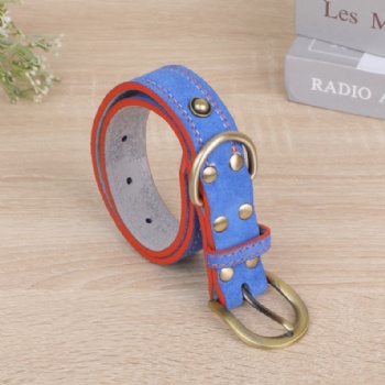 HN24-YDPC303-5 suede leather dog collar with stud deco